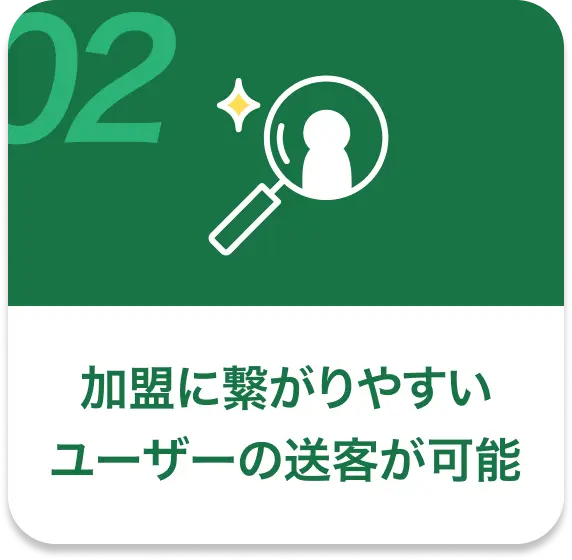 加盟に繋がりやすいユーザーの送客が可能