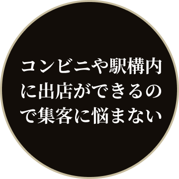 コンビニや駅構内に出店ができるので集客に悩まない